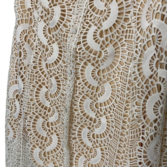 Line And Dot White Bridal Crochet Eyelet Off The Shoulder Lace Dress Size Large - Picture 8 of 14